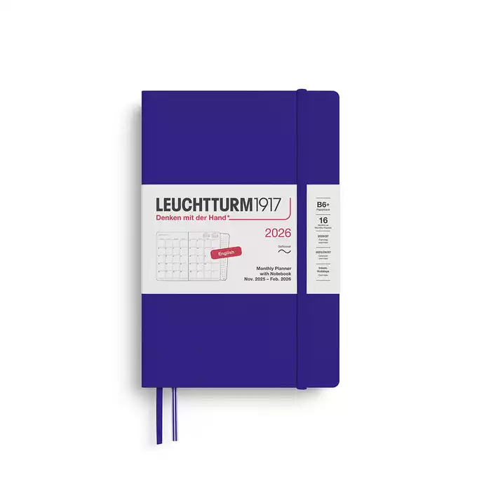 PLANER MIESIĘCZNY Z NOTATNIKIEM LEUCHTTURM1917 W MIĘKKIEJ OPRAWIE 2026 PAPERBACK (B6+) INK