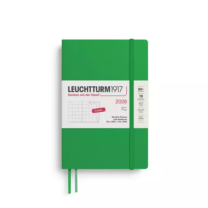 PLANER MIESIĘCZNY Z NOTATNIKIEM LEUCHTTURM1917 W MIĘKKIEJ OPRAWIE 2026 PAPERBACK (B6+) SPRING LEAF