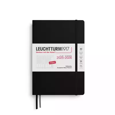 PLANER TYGODNIOWY AKADEMICKI LEUCHTTURM1917 MEDIUM (A5) 2025/2026 18 MIESIĘCY CZARNY