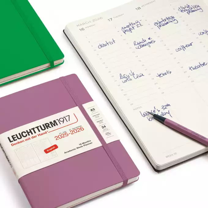 PLANER TYGODNIOWY AKADEMICKI LEUCHTTURM1917 MEDIUM (A5) 2025/2026 18 MIESIĘCY CZARNY