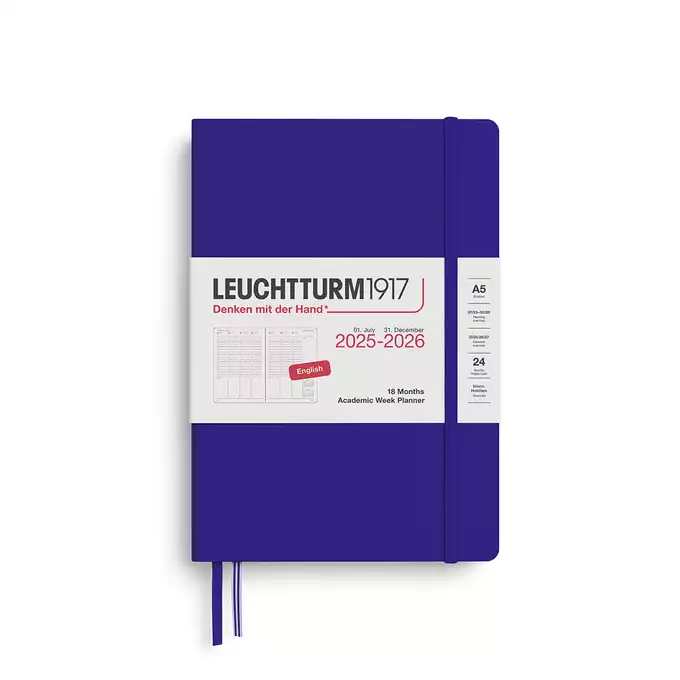 PLANER TYGODNIOWY AKADEMICKI LEUCHTTURM1917 MEDIUM (A5) 2025/2026 18 MIESIĘCY INK
