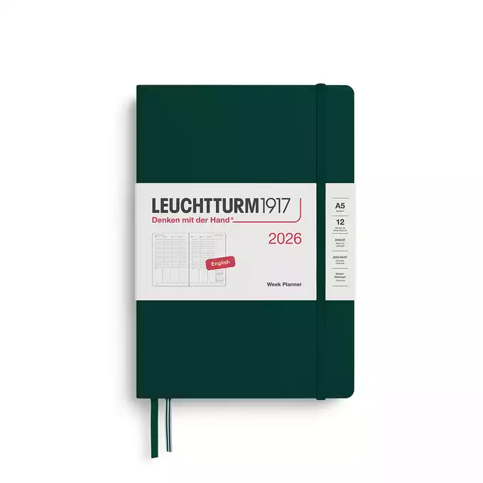 PLANER TYGODNIOWY PIONOWY LEUCHTTURM1917 MEDIUM (A5) 2026 FOREST GREEN