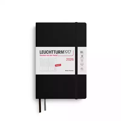 PLANER TYGODNIOWY PIONOWY LEUCHTTURM1917 PAPERBACK (B6+) 2026 CZARNY