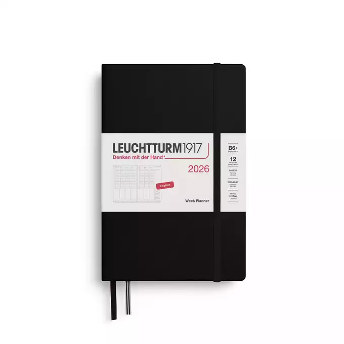 PLANER TYGODNIOWY PIONOWY LEUCHTTURM1917 PAPERBACK (B6+) 2026 CZARNY