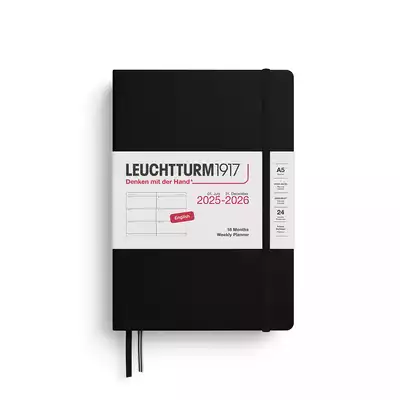 PLANER TYGODNIOWY POZIOMY LEUCHTTURM1917 18 MIESIĘCY MEDIUM (A5) 2025/2026 CZARNY