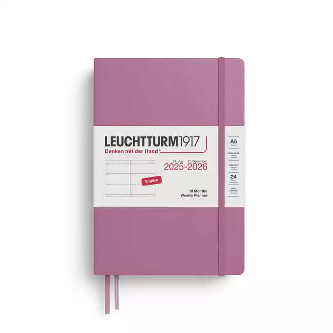 PLANER TYGODNIOWY POZIOMY LEUCHTTURM1917 18 MIESIĘCY MEDIUM (A5) 2025/2026 DUSTY ROSE