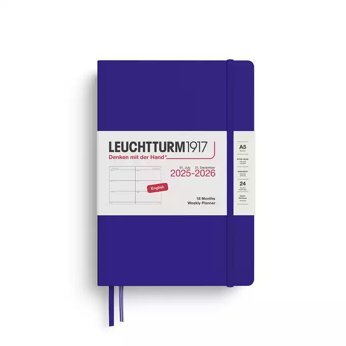 PLANER TYGODNIOWY POZIOMY LEUCHTTURM1917 18 MIESIĘCY MEDIUM (A5) 2025/2026 INK