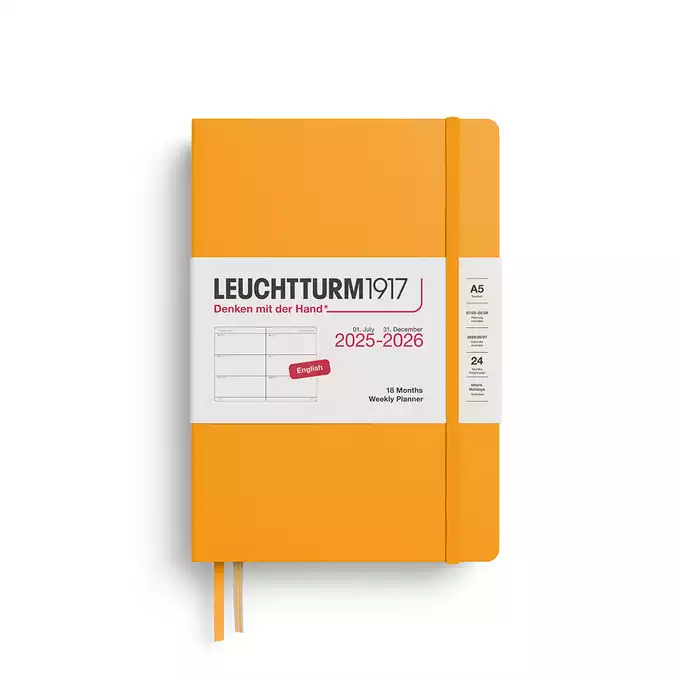 PLANER TYGODNIOWY POZIOMY LEUCHTTURM1917 18 MIESIĘCY MEDIUM (A5) 2025/2026 RISING SUN
