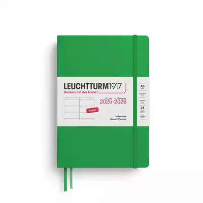 PLANER TYGODNIOWY POZIOMY LEUCHTTURM1917 18 MIESIĘCY MEDIUM (A5) 2025/2026 SPRING LEAF