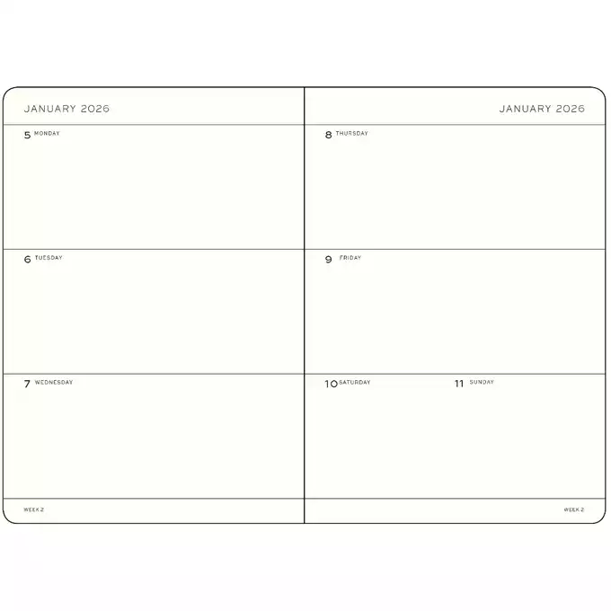 PLANER TYGODNIOWY POZIOMY LEUCHTTURM1917 18 MIESIĘCY MEDIUM (A5) 2025/2026 SPRING LEAF