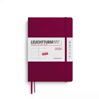 PLANER TYGODNIOWY POZIOMY LEUCHTTURM1917 MEDIUM (A5) 2026 PORT RED