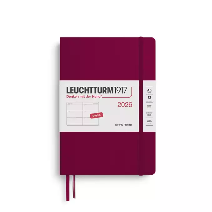 PLANER TYGODNIOWY POZIOMY LEUCHTTURM1917 MEDIUM (A5) 2026 PORT RED