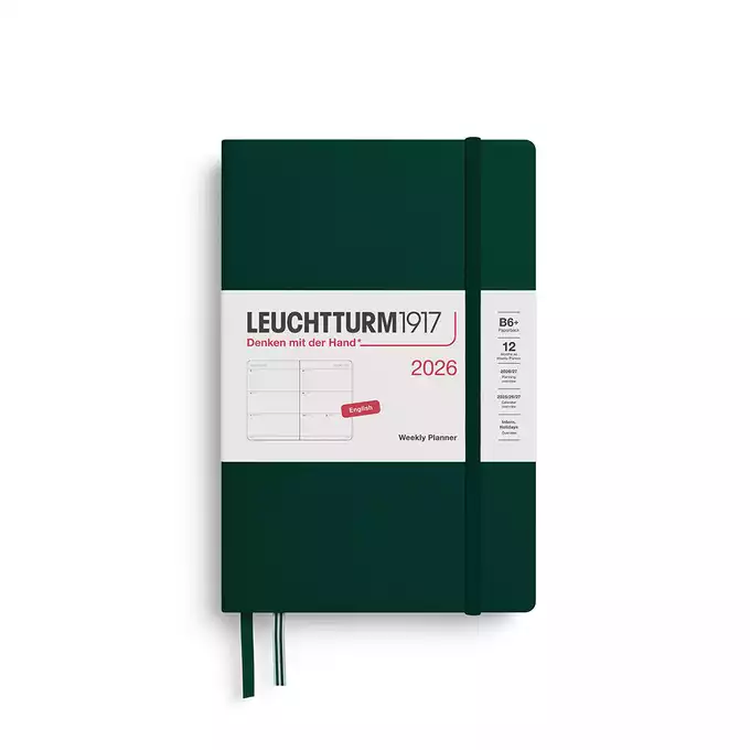 PLANER TYGODNIOWY POZIOMY LEUCHTTURM1917 PAPERBACK (B6+) 2026 FOREST GREEN