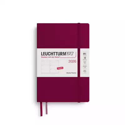 PLANER TYGODNIOWY POZIOMY LEUCHTTURM1917 PAPERBACK (B6+) 2026 PORT RED