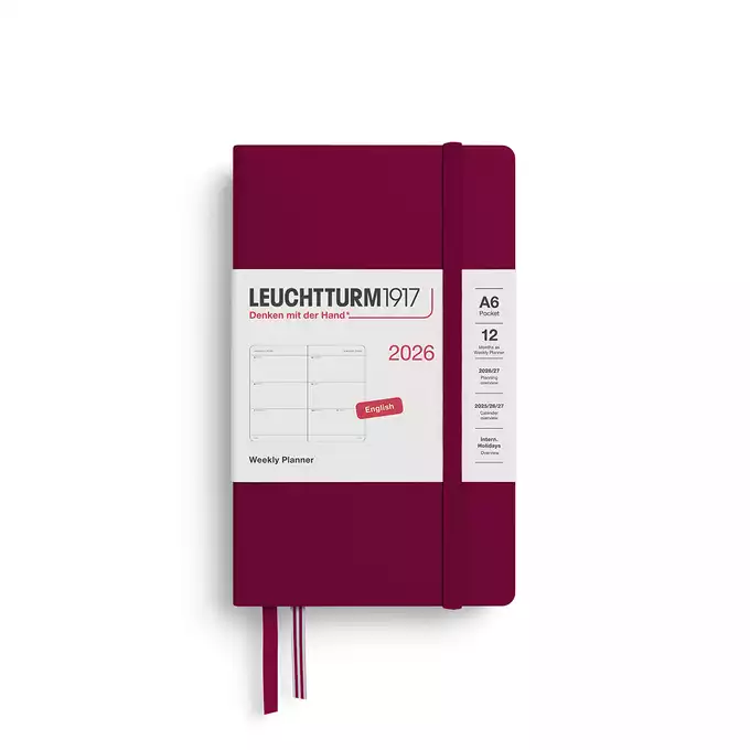 PLANER TYGODNIOWY POZIOMY LEUCHTTURM1917 POCKET (A6) 2026 PORT RED