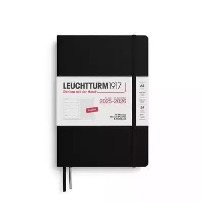 PLANER TYGODNIOWY Z NOTATNIKIEM LEUCHTTURM1917 18 MIESIĘCY MEDIUM (A5) 2025/2026 CZARNY