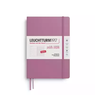 PLANER TYGODNIOWY Z NOTATNIKIEM LEUCHTTURM1917 18 MIESIĘCY MEDIUM (A5) 2025/2026 DUSTY ROSE