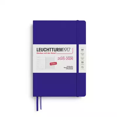 PLANER TYGODNIOWY Z NOTATNIKIEM LEUCHTTURM1917 18 MIESIĘCY MEDIUM (A5) 2025/2026 INK