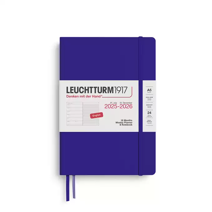 PLANER TYGODNIOWY Z NOTATNIKIEM LEUCHTTURM1917 18 MIESIĘCY MEDIUM (A5) 2025/2026 INK