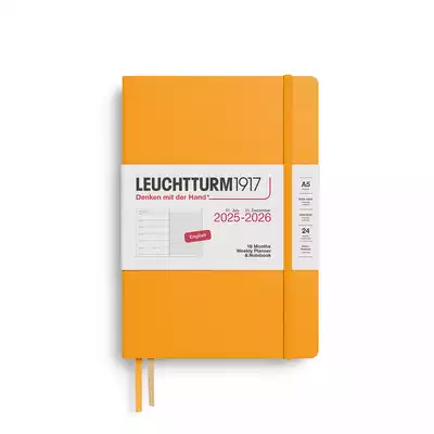 PLANER TYGODNIOWY Z NOTATNIKIEM LEUCHTTURM1917 18 MIESIĘCY MEDIUM (A5) 2025/2026 RISING SUN