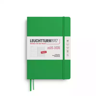 PLANER TYGODNIOWY Z NOTATNIKIEM LEUCHTTURM1917 18 MIESIĘCY MEDIUM (A5) 2025/2026 SPRING LEAF