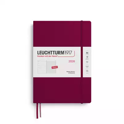 PLANER TYGODNIOWY Z NOTATNIKIEM LEUCHTTURM1917 COMPOSITION (B5) 2026 PORT RED (BORDOWY)