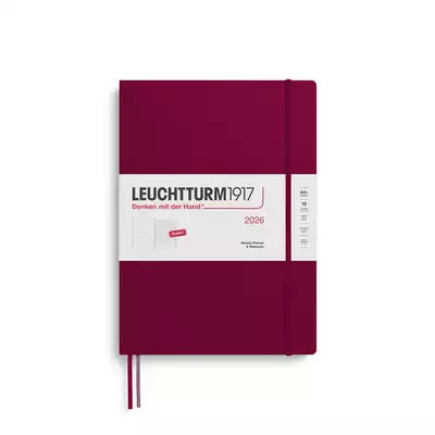 PLANER TYGODNIOWY Z NOTATNIKIEM LEUCHTTURM1917 MASTER (A4+) 2026 PORT RED (BORDOWY)