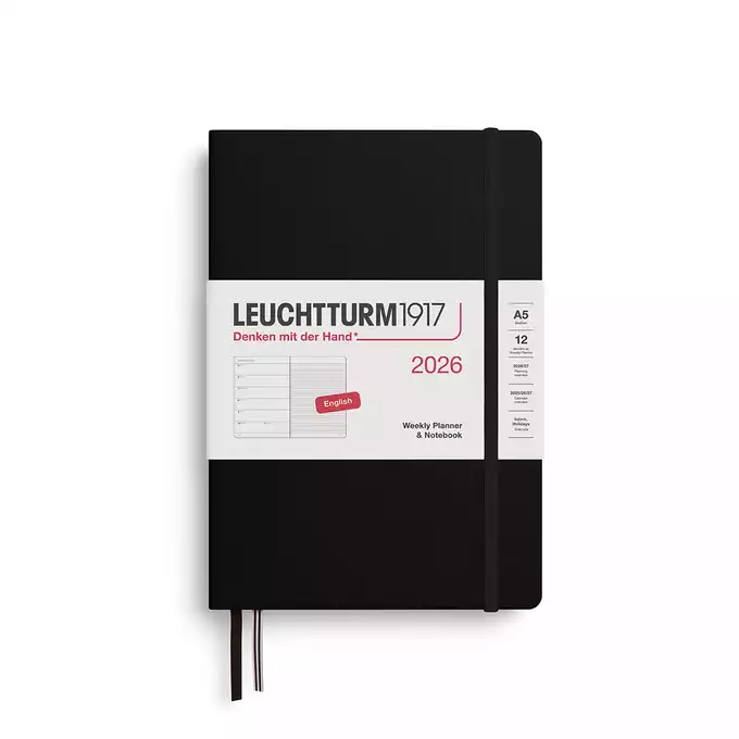 PLANER TYGODNIOWY Z NOTATNIKIEM LEUCHTTURM1917 MEDIUM (A5) 2026 CZARNY