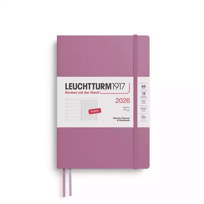 PLANER TYGODNIOWY Z NOTATNIKIEM LEUCHTTURM1917 W MIĘKKIEJ OPRAWIE MEDIUM (A5) 2026 DUSTY ROSE