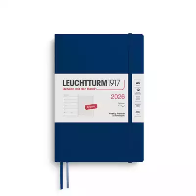 PLANER TYGODNIOWY Z NOTATNIKIEM LEUCHTTURM1917 W MIĘKKIEJ OPRAWIE MEDIUM (A5) 2026 GRANATOWY