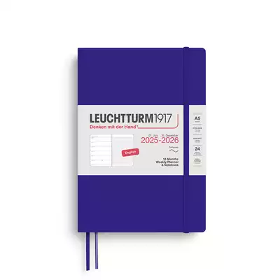 PLANER TYGODNIOWY Z NOTATNIKIEM W MIĘKKIEJ OPRAWIE LEUCHTTURM1917, 18 MIESIĘCY MEDIUM (A5) 2025/2026, INK