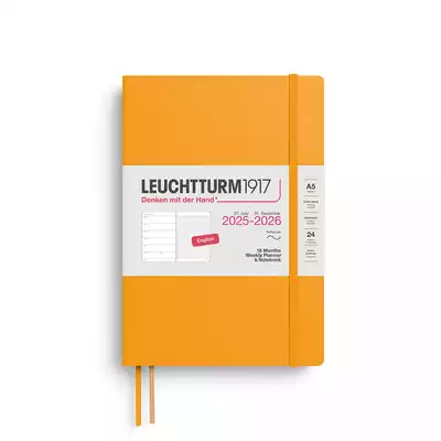 PLANER TYGODNIOWY Z NOTATNIKIEM W MIĘKKIEJ OPRAWIE LEUCHTTURM1917, 18 MIESIĘCY MEDIUM (A5) 2025/2026, RISING SUN