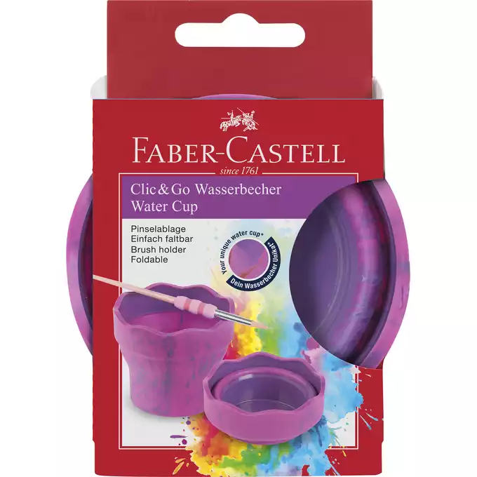 POJEMNIK NA WODĘ CLIC&amp;GO FABER-CASTELL, RÓŻOWO FIOLETOWY