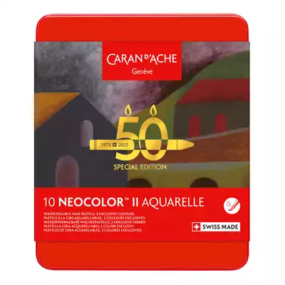 Pastele woskowe, NEOCOLOR II Aquarelle - DARK, metalowe pudełko, 10 sztuk