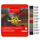 Pastele woskowe, NEOCOLOR II Aquarelle - DARK, metalowe pudełko, 10 sztuk