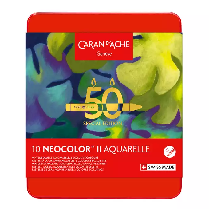Pastele woskowe, NEOCOLOR II Aquarelle - LUSH, metalowe pudełko, 10 sztuk