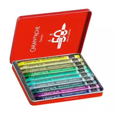 Pastele woskowe, NEOCOLOR II Aquarelle - LUSH, metalowe pudełko, 10 sztuk