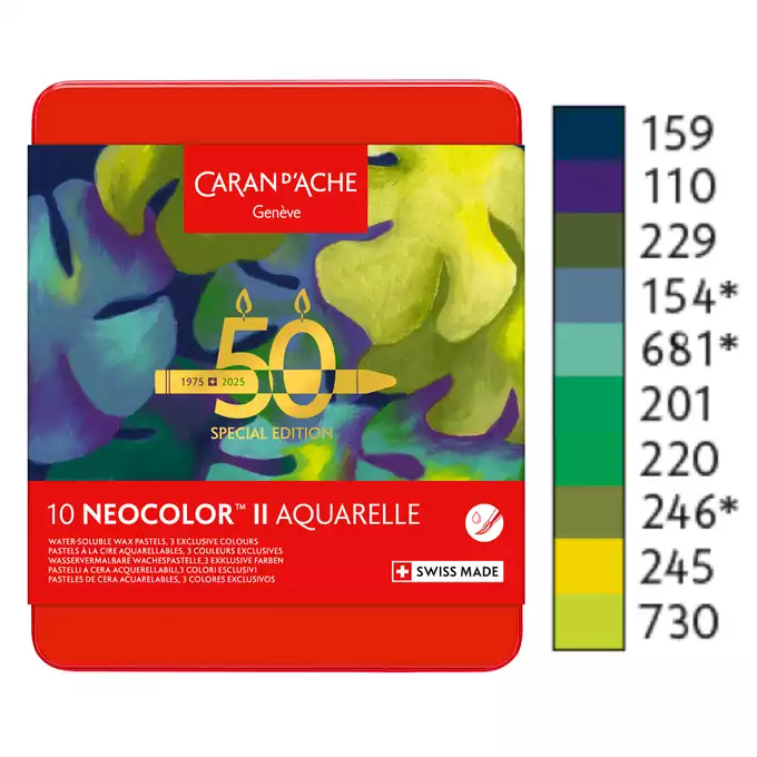 Pastele woskowe, NEOCOLOR II Aquarelle - LUSH, metalowe pudełko, 10 sztuk