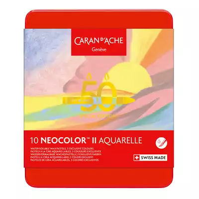 Pastele woskowe, NEOCOLOR II Aquarelle - PASTEL, metalowe pudełko, 10 sztuk
