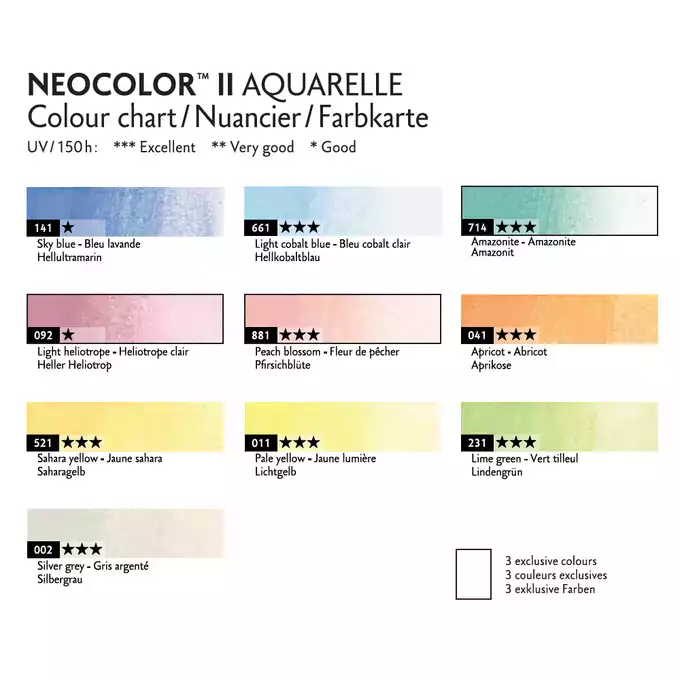 Pastele woskowe, NEOCOLOR II Aquarelle - PASTEL, metalowe pudełko, 10 sztuk