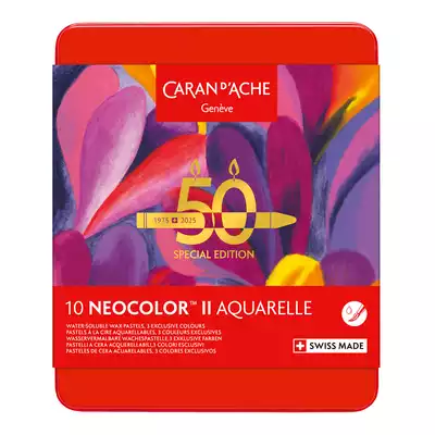 Pastele woskowe, NEOCOLOR II Aquarelle - POP, metalowe pudełko, 10 sztuk