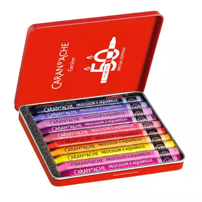 Pastele woskowe, NEOCOLOR II Aquarelle - POP, metalowe pudełko, 10 sztuk