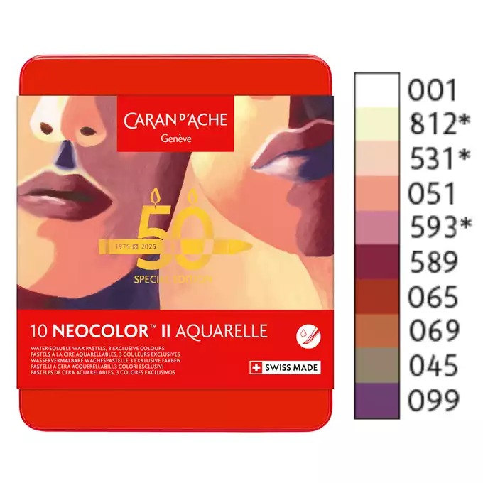 Pastele woskowe, NEOCOLOR II Aquarelle - PORTRAIT, metalowe pudełko, 10 sztuk