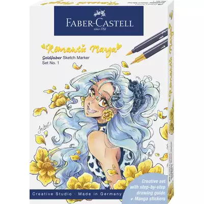 ZESTAW DWUSTRONNYCH PISAKÓW GOLDFABER SKETCH FABER-CASTELL, MANGA NO.1 ROMANTIC, 8 PISAKÓW + AKCESORIA