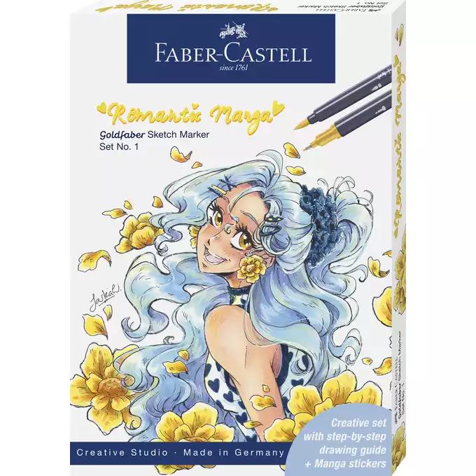 ZESTAW DWUSTRONNYCH PISAKÓW GOLDFABER SKETCH FABER-CASTELL, MANGA NO.1 ROMANTIC, 8 PISAKÓW + AKCESORIA