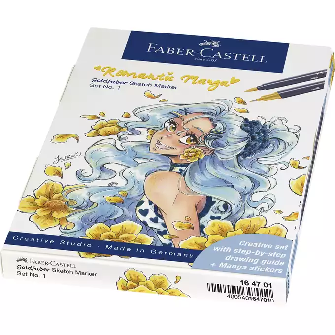 ZESTAW DWUSTRONNYCH PISAKÓW GOLDFABER SKETCH FABER-CASTELL, MANGA NO.1 ROMANTIC, 8 PISAKÓW + AKCESORIA