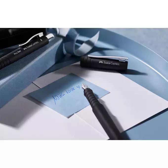 ZESTAW PREZENTOWY POLY FABER-CASTELL, PIÓRO WIECZNE + DŁUGOPIS, CZARNY