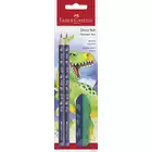 ZESTAW SZKOLNY DINOZAURY 2 X OŁÓWEK + GUMKA BLISTER FABER-CASTELL