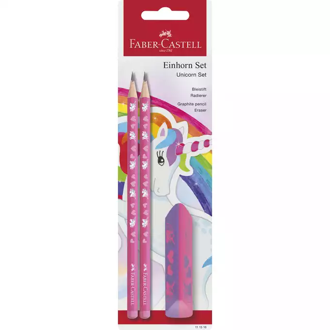 ZESTAW SZKOLNY JEDNOROŻEC 2 X OŁÓWEK + GUMKA BLISTER FABER-CASTELL