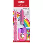 ZESTAW SZKOLNY JEDNOROŻEC 2 X OŁÓWEK +TEMPERÓWKA + GUMKA BLISTER FABER-CASTELL